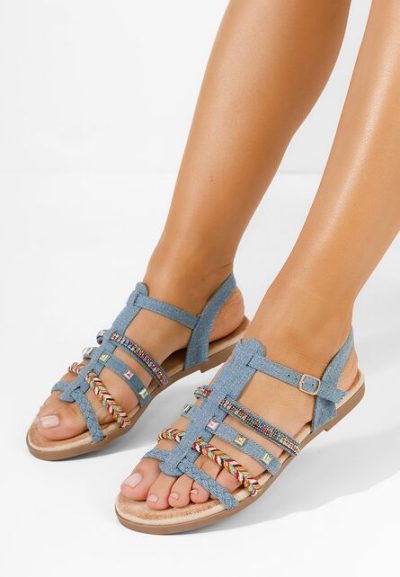 Sandale fara toc Juliensa denim