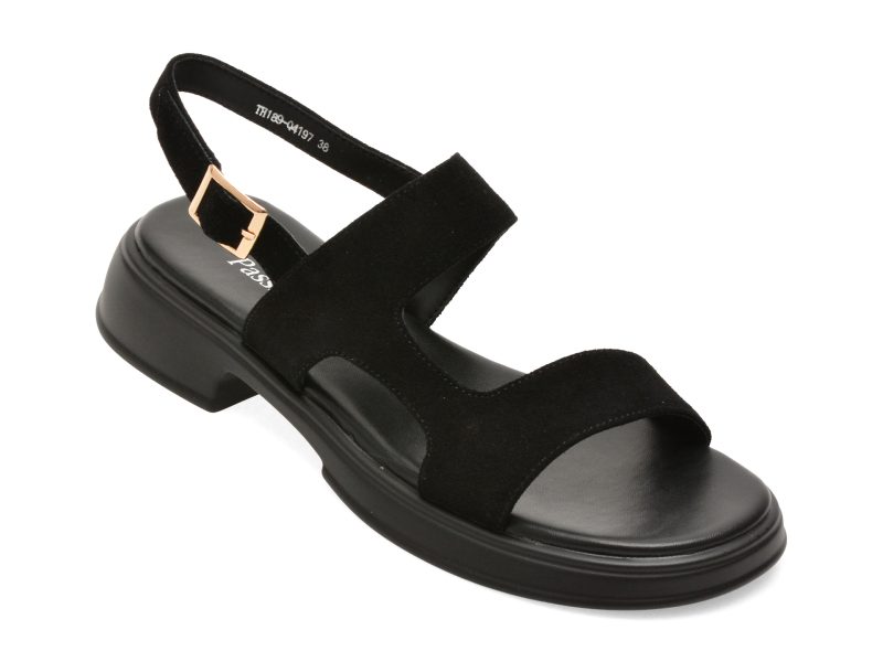 Sandale FLAVIA PASSINI negre, TH189, din piele intoarsa