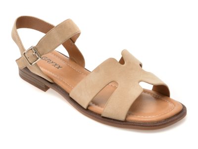 Sandale GRYXX bej, 1352C25, din piele intoarsa