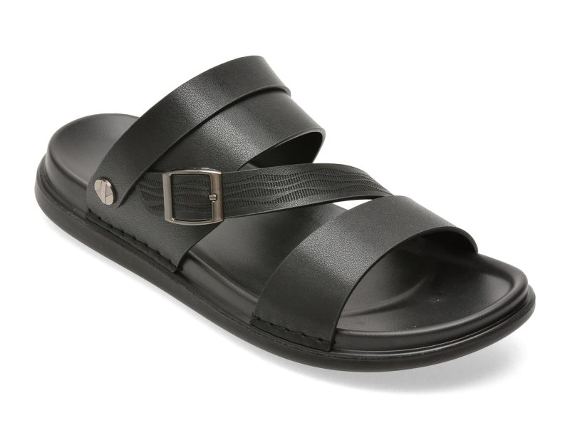 Sandale OTTER negre, 6683, din piele ecologica