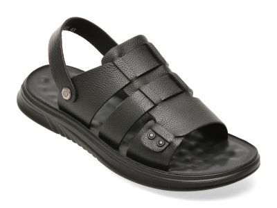 Sandale OTTER negre, D6202, din piele naturala