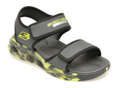 Sandale SKECHERS gri, SOLA GLOW, din piele ecologica