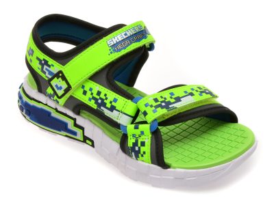 Sandale SKECHERS verzi, MEGA-SPLASH 4K, din piele ecologica