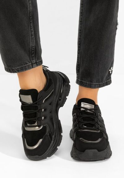 Sneakers cu platforma Alverisa negri