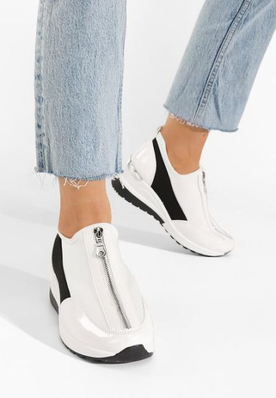 Sneakers cu platforma Dollie albi