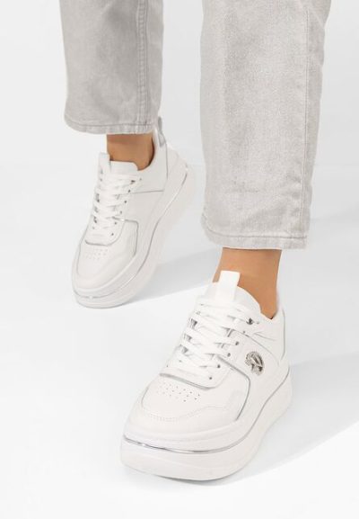Sneakers cu platformă Kitty albi