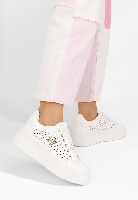 Sneakers cu platformă Nicolette albi