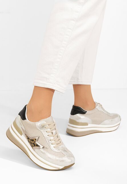 Sneakers cu platformă Valorys aurii