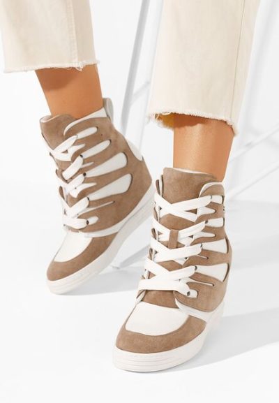 Sneakers dama cu platforma ascunsa Kaia kaki