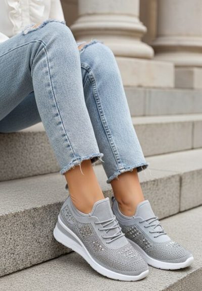 Sneakers dama cu platforma Keeley gri